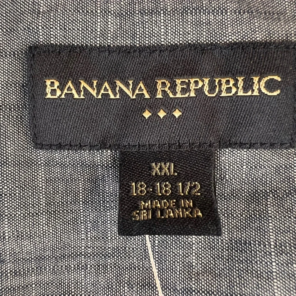 Banana Republic Mens XXL Cotton Chambray Button Down Shirt Epaulettes 788718